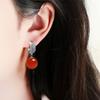 Women's Hypoallergenic Hoop Buckle Earrings Vintage Round Aamber Beeswax Drop Hanging Earring Lady Party Ear Decoration Zircon