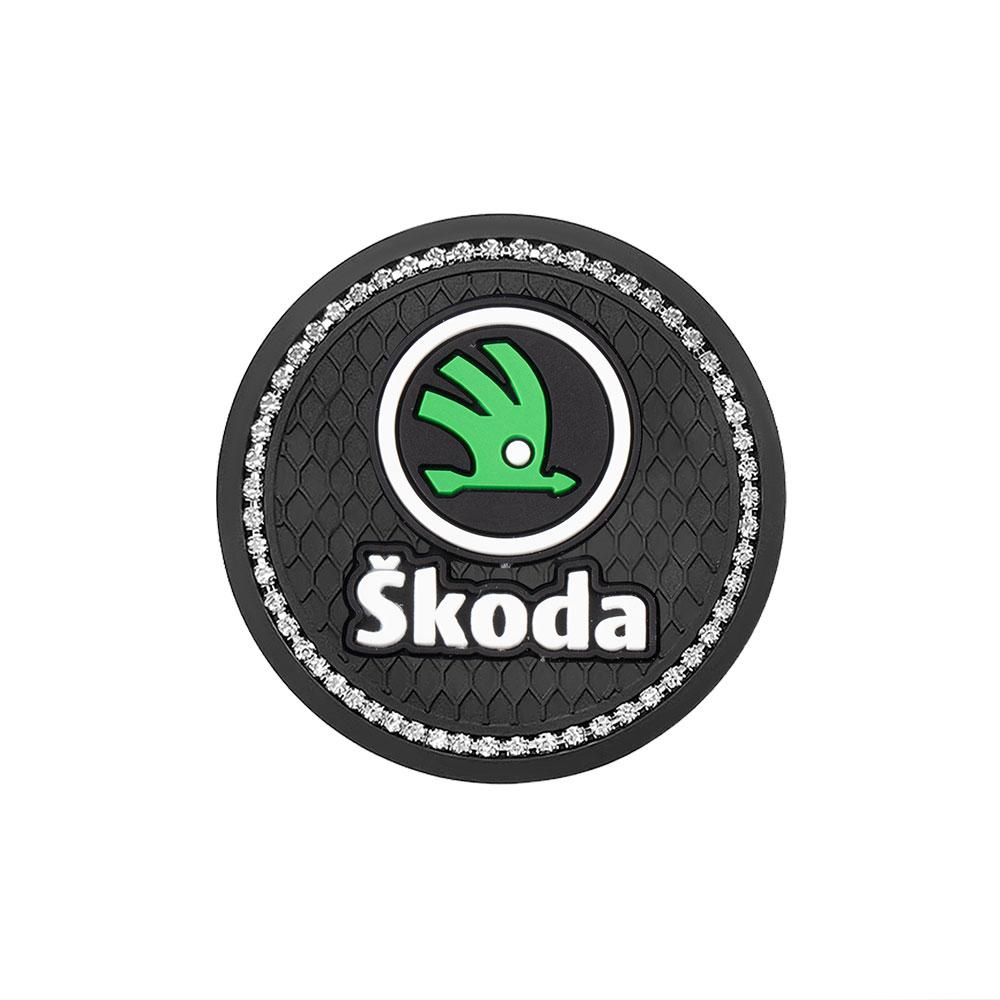 2025 Hot 1/2/4Pcs Car Coaster Water Cup Mat Non-Slip Pad Accessories For Skoda Rapid Scala Kodiaq Fabia Kamiq Karoq Octavia 2 3