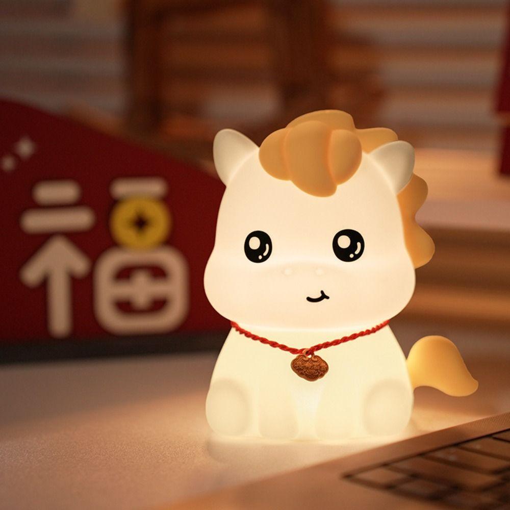 Three-speed Adjustment Pony Night Light Silicone Material Atmosphere Light  Children's Room