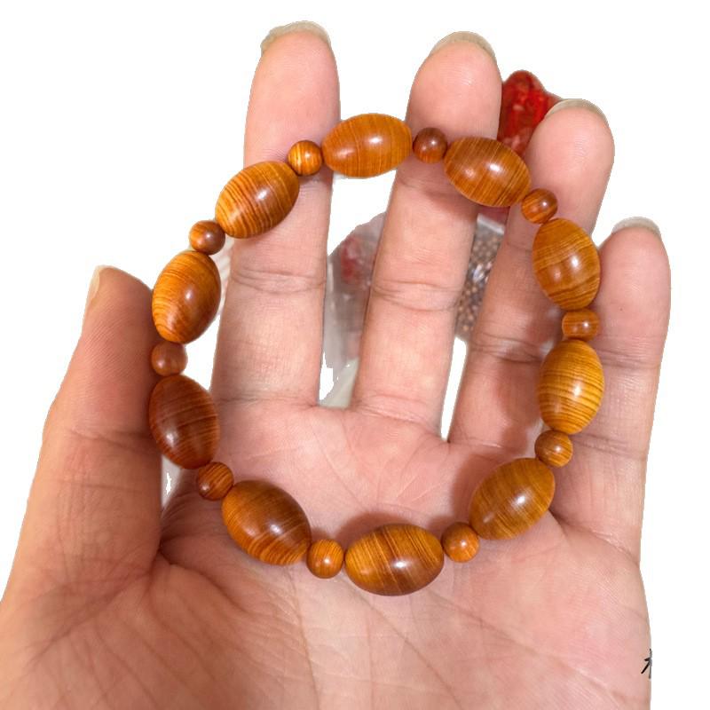 Taihang Cypress Olive Beads Mala Bracelet 1.2x1.7 with 0.6 Spacer Beads for Men & Women