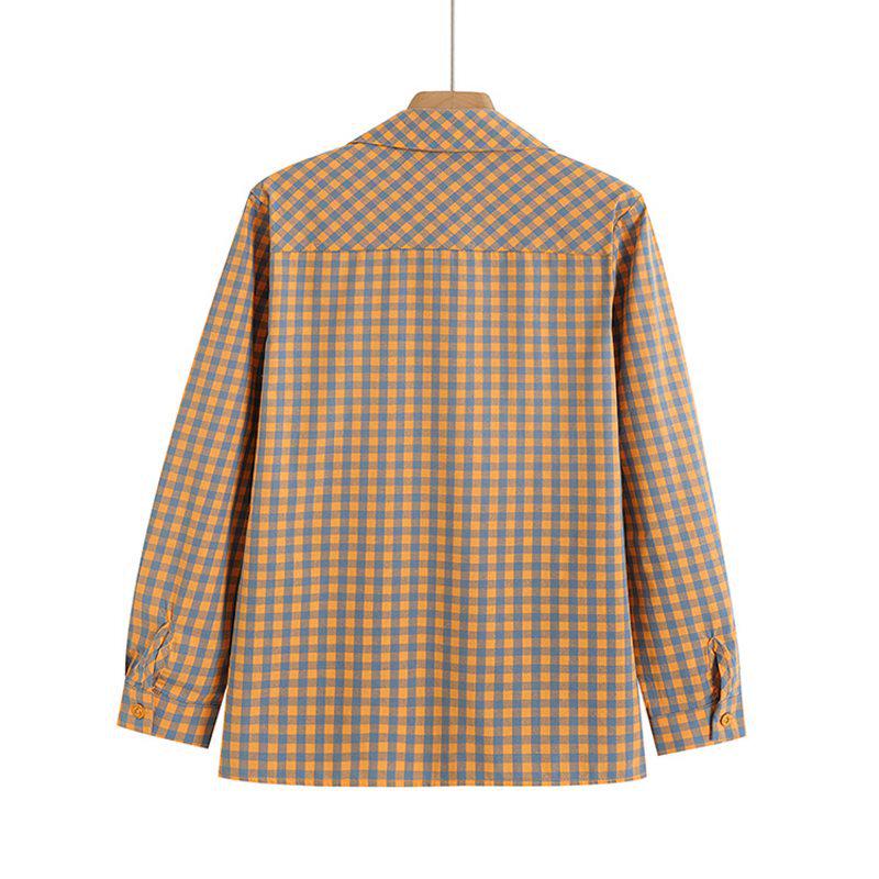 Spring/Autumn Plaid Loose Long-Sleeve Shirt for Women Aged 50-60