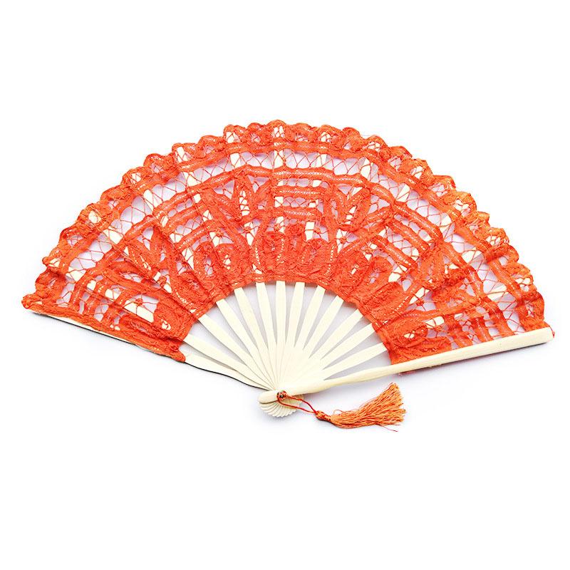Retro Lace Fan Dance Women Performance Photography Photo Props 27cm Court Vintage Bamboo Folding Hand Fan Chinese Dance Fan