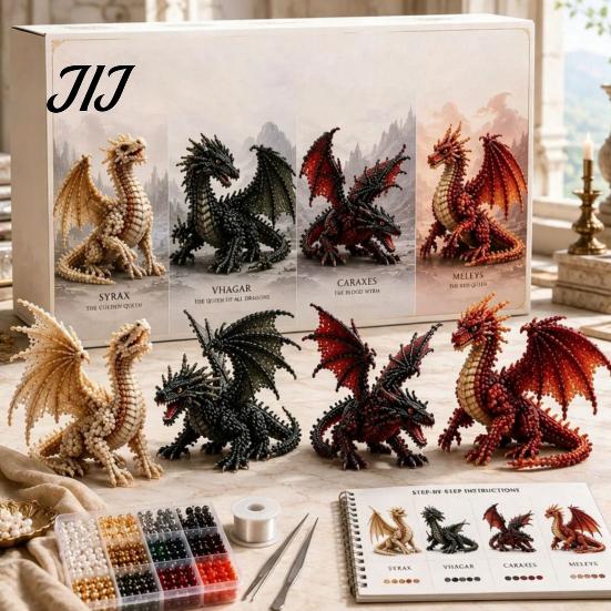 Handmade Craft Hobby DIY 3D Animal Beading Kit for Beginners, Interactive Plastic Beads Art Stress Relief Project Set Kids Adults, Creative