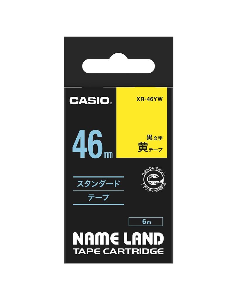 Genuine Casio Label Writer Nameland Tape 46mm Yellow background with black text XR-46YW