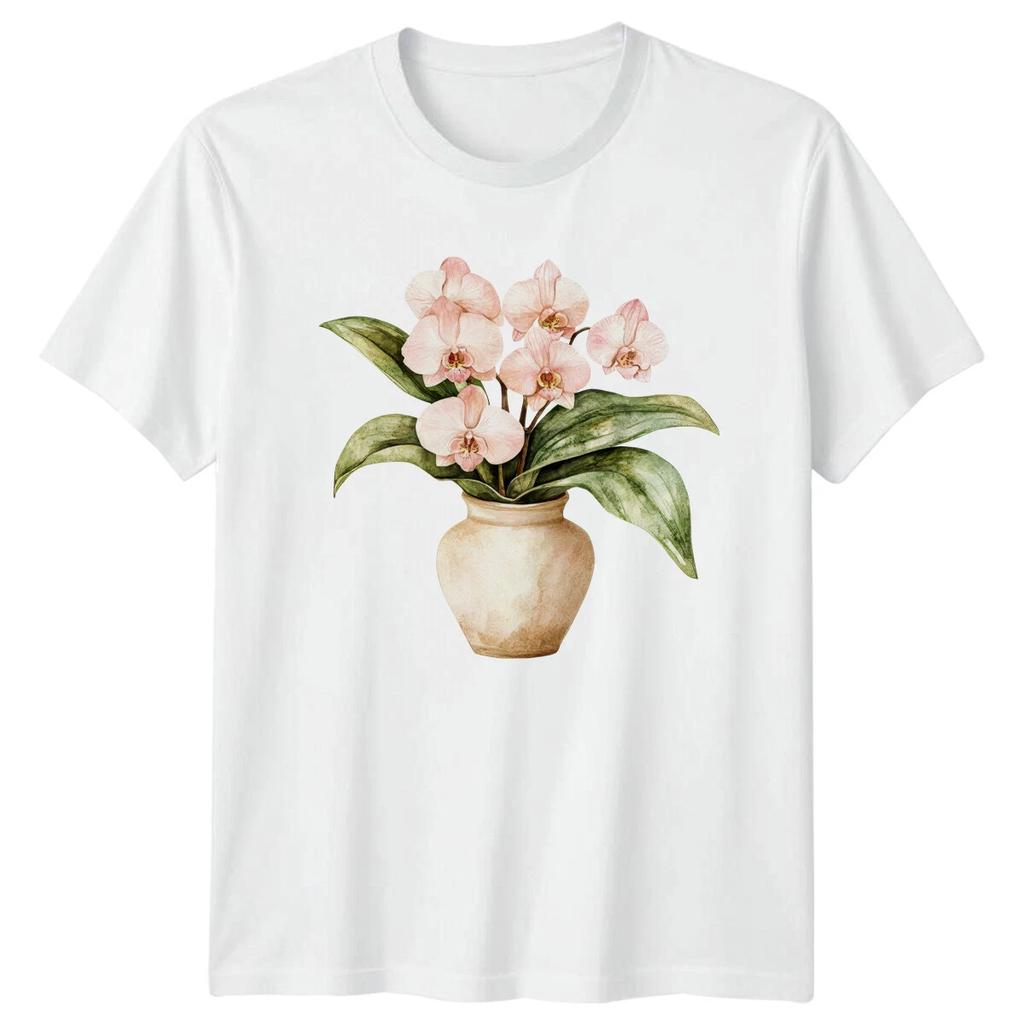 Pink Orchid Flowers Floral Mens T-Shirt Womens Tee Graphic Unisex Top