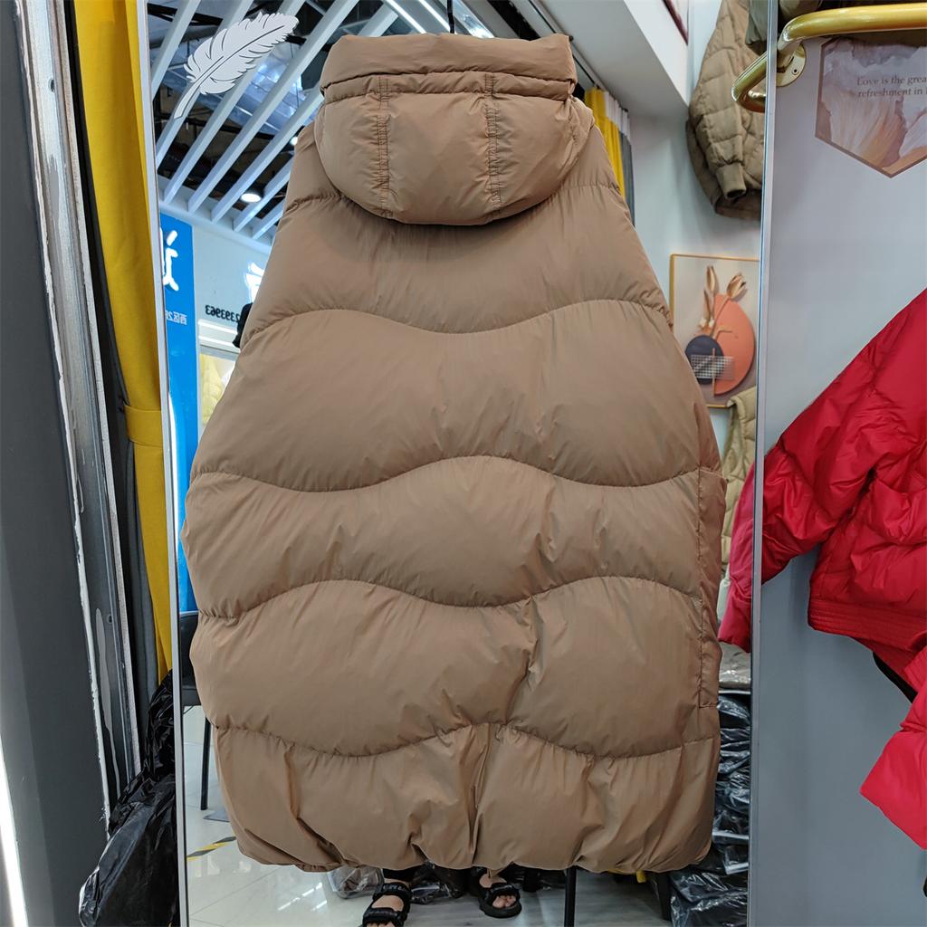 Winter New Down Jacket Women's Hooded Medium and Long Over Knee Large Size Thickened Loose Plus Fattened Jacket