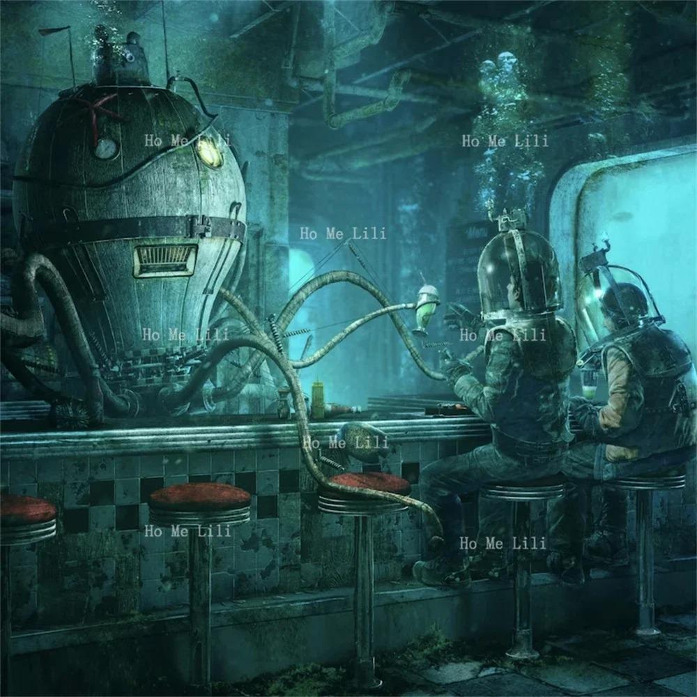 Baifenbai Home Furnishing Light Steampunk Bathroom Art Sea Monster Shower Curtain