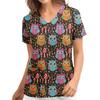 Women's T-shirt V-neck Nurse Uniform Casual and Comfortable Short Sleeved Women's Dreamy Printed T-shirt