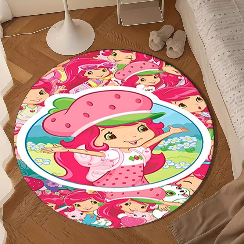 Straw-berry Friends Round mat, Anti-slip Circle Carpet Chair rug For livingroom,Bedroom, doormat home decor Gift Christmas Gifts