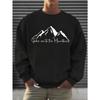 Men'S Fashion Trendy Regular Round Neck Sweatshirt, Long-Sleeved Round Neck Hot Stamping Print Sweatshirt, Pattern Print Sweatshirt, Adventure