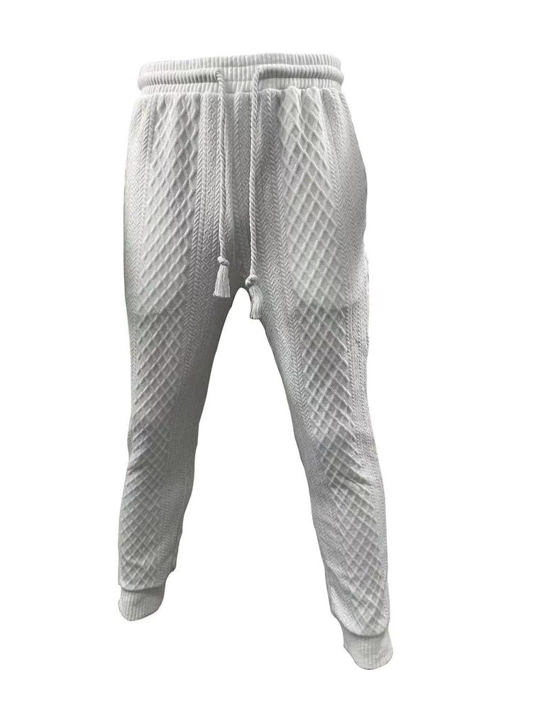 Men's Trendy Hooded Pullover Jacquard Sweatshirt & Sweatpants Set