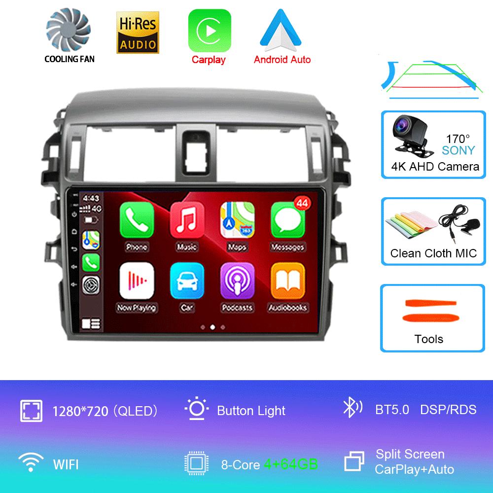 Android 14 Carplay 2din Video Player Car Radio For Toyota Corolla E140/150 2006 - 2013 4G GPS Multimedia Player Stereo