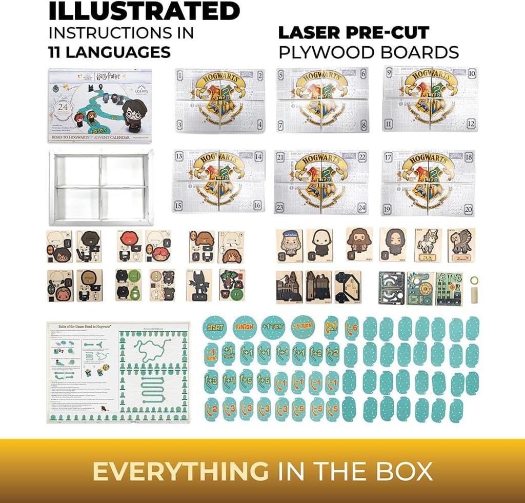 Ugears Harry Potter Advent Calendar: The Road To Hogwarts 2024 Wooden Puzzle for Crafts and Models - No Glue or Tools Required