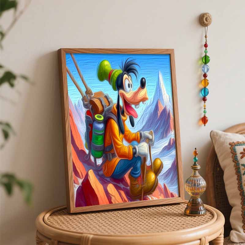 Disney Oil Paint Art Painting Kit Goofy Mountain Climbing Home Wall Decor