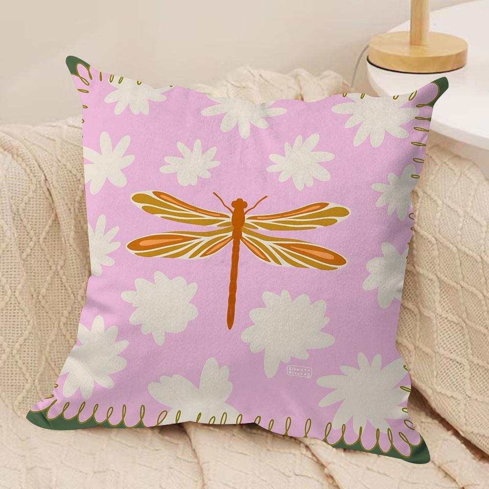 Flower Ins Simple Art Cushion Cover Silky Short Plush Invisible Zipper Dustproof Sofa Pillow Case For Home Decor
