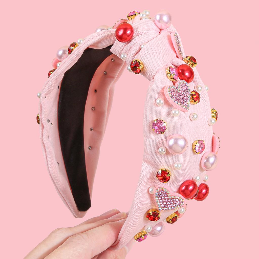 Mode Kristall Herz Stirnbänder Mädchen Kristall Perle Stirnband für Frauen Valentinstag Stirnbänder für Party Haarschmuck