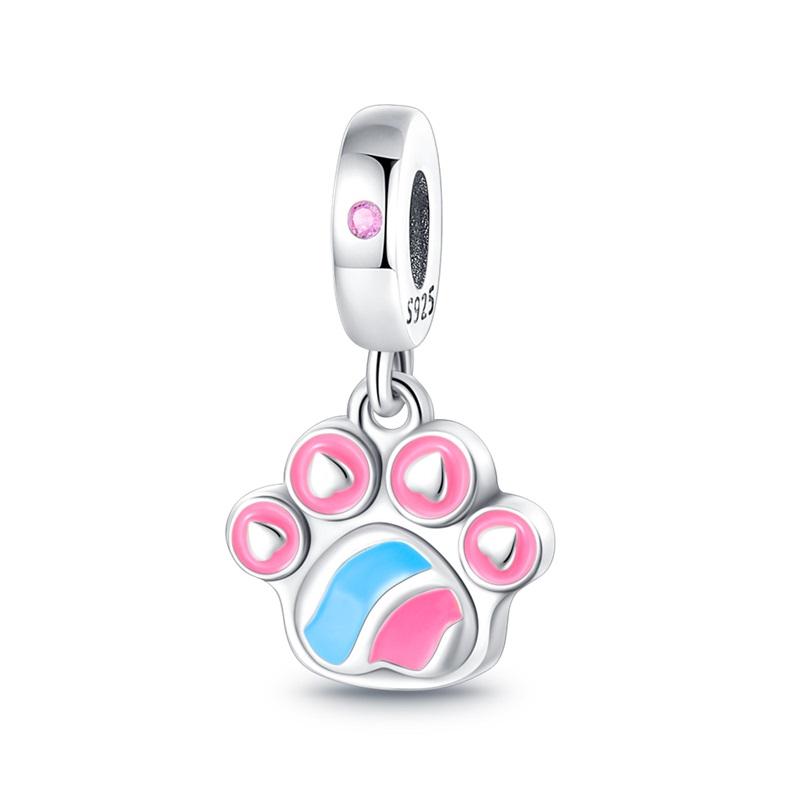 925 Sterling copper Cat and Dog Series Best Friend Pendant Fit 4MM hole diamete Bracelet Charms Bead Necklace DIY Female Zircon