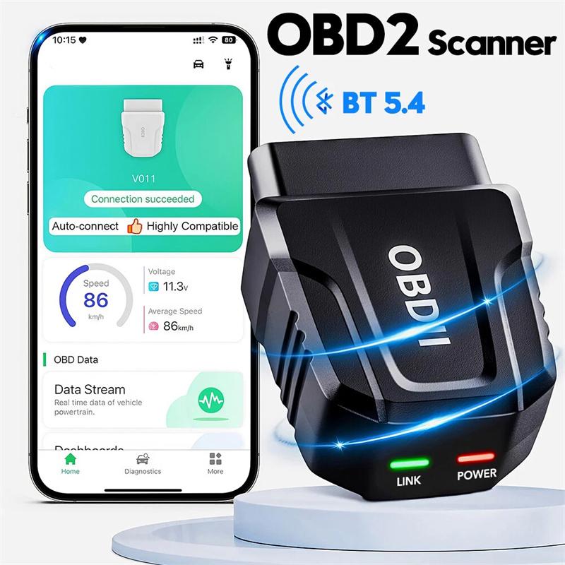

V011 Bluetooth 5.4 Car 2 Scanner 25K80 Diagnostic Tool Full Function Home App For Ios/Android Obdii Read Code Pk Elm327 чёрный