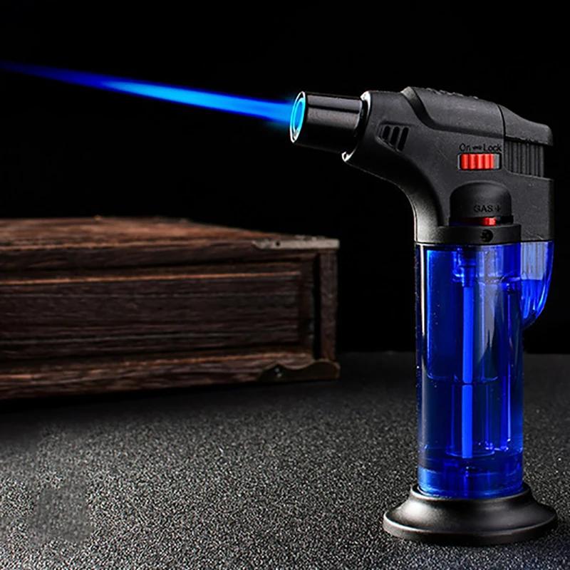 Transparent Body Design High Jet Flame Butane Gas Refillable Adjustable Butane Jet Torch Lighter Flame Ignition Tool