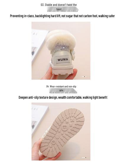 2023 Kids' Fleece-lined Snow Boots for Girls - Sequin Princess Design