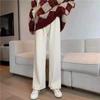Velvet Thickened Chenille High Waisted Wide Leg Pants for Women, Loose Pocket Straight Leg Pants