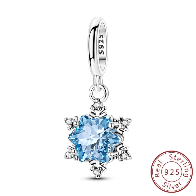 Blue Charm Bead Pendant 925 Silver Whale Shark Dolphin Snowflake Starry Sky Eye Charm fit Original Bracelet DIY Jewelry