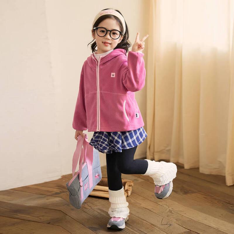 LUSON Okids Mädchen Kapuzen-Doppelseitige Fleecejacke