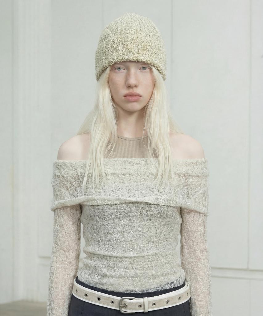 Eondeokeonteulolseutyudio Cotton Summer Beanie Stick Rib Beanie / Pop Cotton / Melange Olive