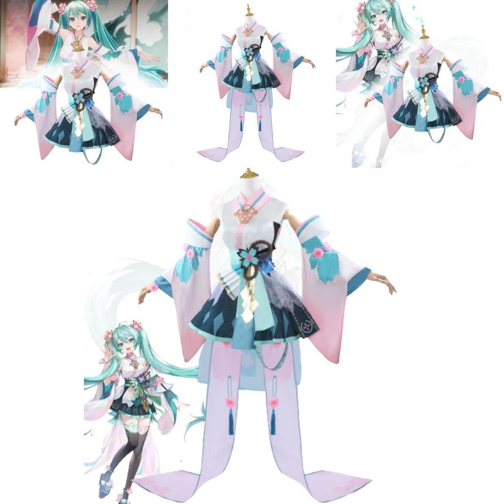 Anime Game Theme Hatsune Miku Cosplay Outfit Polyester Fabric Sweet Fresh Style