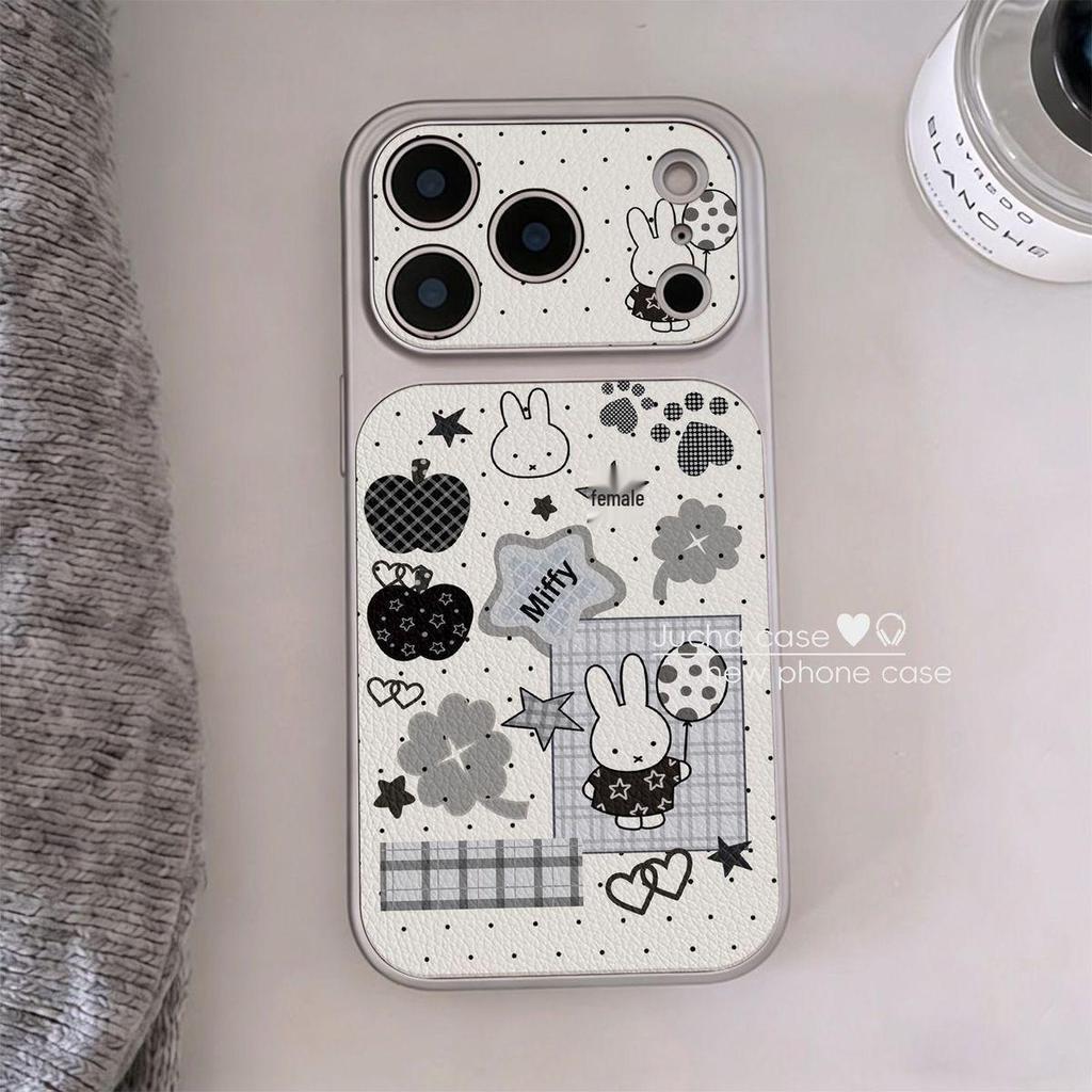 Balloon Miffy Cartoon Phone Case for Apple 17 Pro Max, 15, 16 Pro, 13, 11 - Silver Frame with Large Window