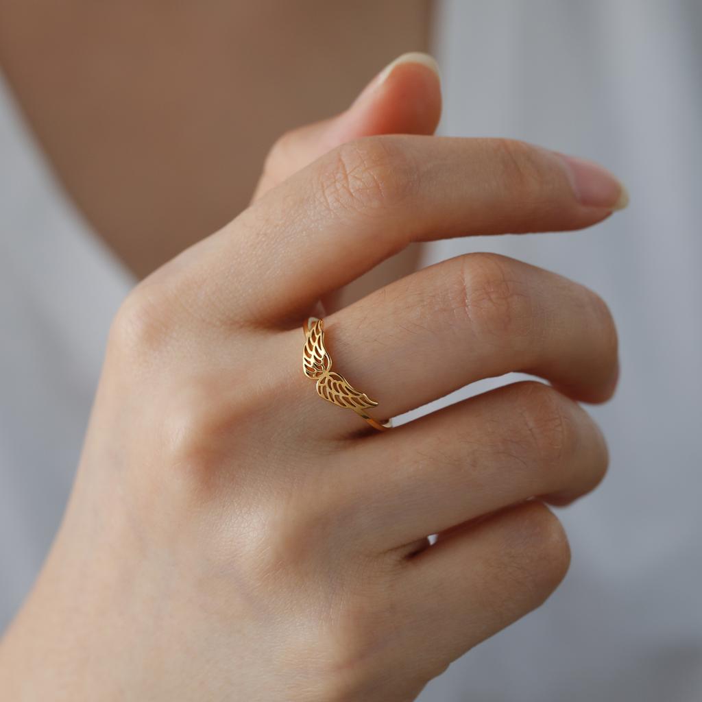 Cazador Kpop Flying Angel Wings Women‘s Ring Stainless Steel Jewelry Finger Rings Wedding Birthday Gift Wholesale 2026 New