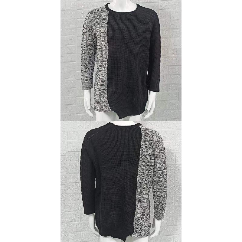 Men's Color Block Crewneck Sweater, Muscle Fit Long Sleeve Knit Pullover Jumper, Autumn Winter European Style Men Knit Top