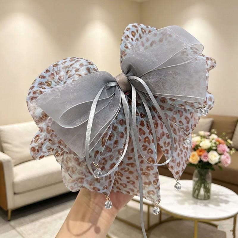 Grampo de Cabelo Floral de Chiffon Feito à Mão para Rabo de Cavalo com Cabelo Volumoso