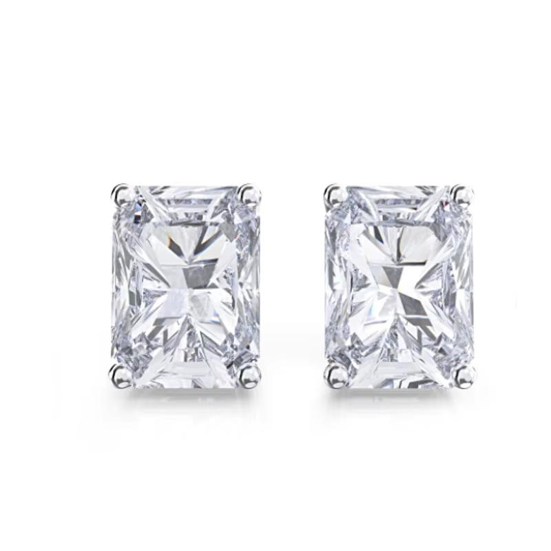 KNOBSPIN D Princess Cut Moissanite Earring S925 Sliver Plated with White Gold Earrings for Women Fine Jewelry