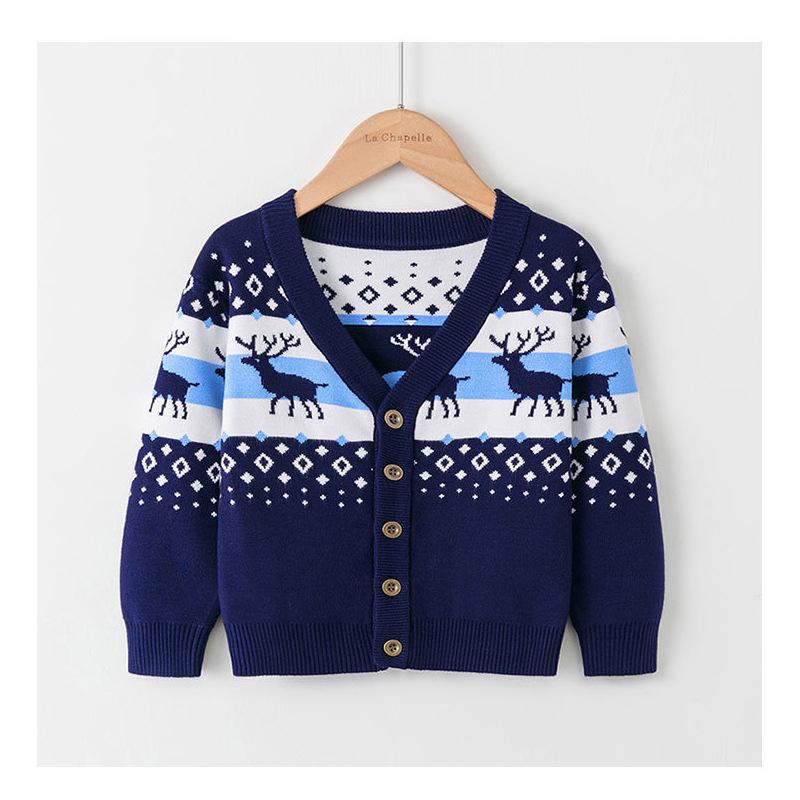 

Children s New Christmas Sweaters Girls Reindeer Knitted Cardigans Boys Autumn/Winter Coats Children s Clothing 140cm