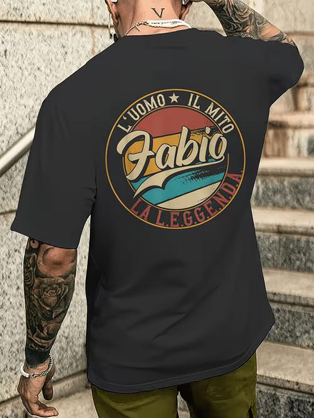 Фабио Для Мужчины Миф Легенда Мужская Футболка - Смелый Ретро Принт на Спине Винтажная Графическая Футболка S