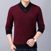 Pulover Bărbătesc Gât în V Tricotat Culori Contrastante Larg Pulover de Primăvară pentru Purtare Zilnică