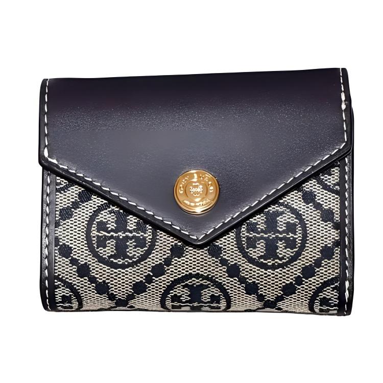 

Tory Burch T Monogram Signature Pattern Cotton Wallet Small Women Wallet Navy-Blue 165029-405 Basic Set (Bag+Dust Bag)