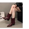 Winter Thick Heel Pointed Toe Woman Knee-High Boots Ladies Elegant Slip On Long Booties Botas De Inverno Feminina