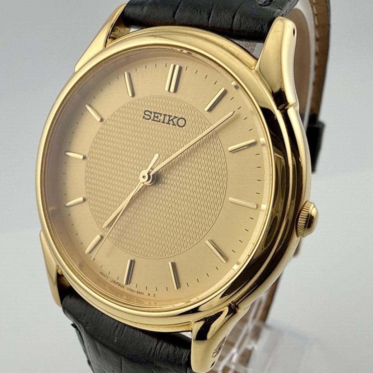 Used SEIKO V701-1920 Seiko Men s Watch Quartz Working Item Battery Replaced [R437]