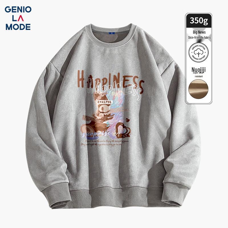 

GENIOLAMODE Men s Fleece Lined Suede Crew Neck Sweatshirt 2XL