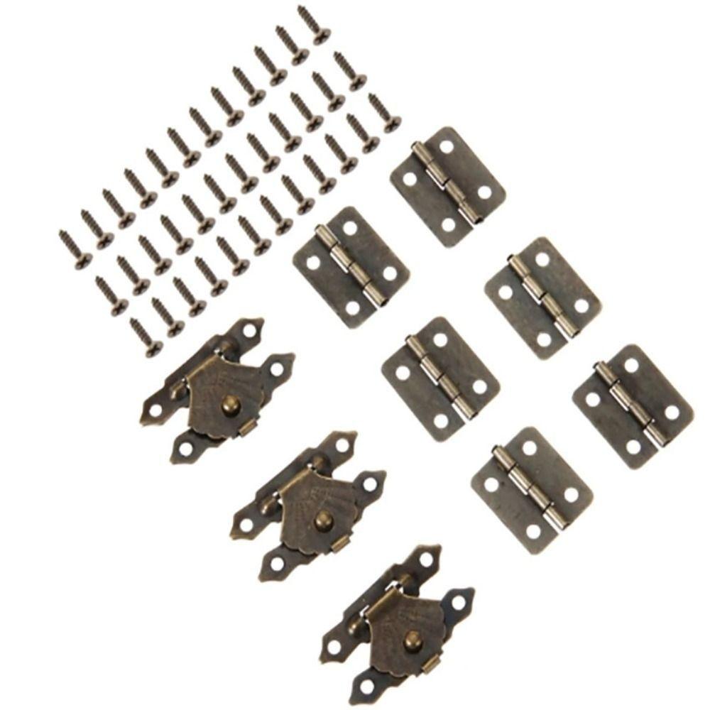1sett Vintage Bronse Låshengsel Skruer Møbler Skaphengsler Dør Mini Skaphengsel Treboks