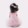 Pet summer lace flying sleeve princess dress teddy bear dog cat thin clothes + headgear