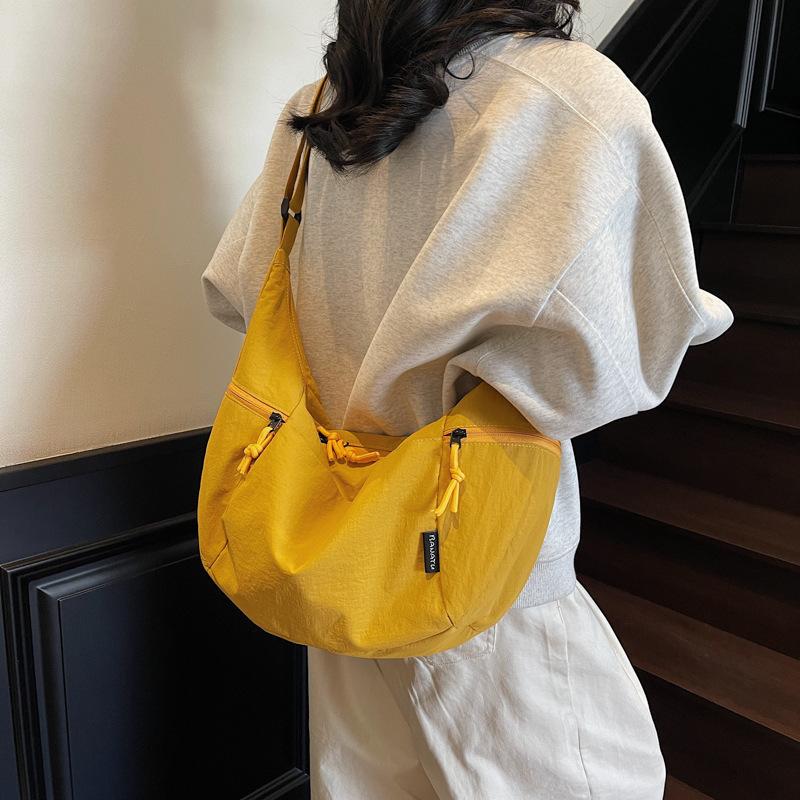 Canvas bag women's large-capacity summer versatile niche design one-shoulder crossbody bag high-end dumpling bag