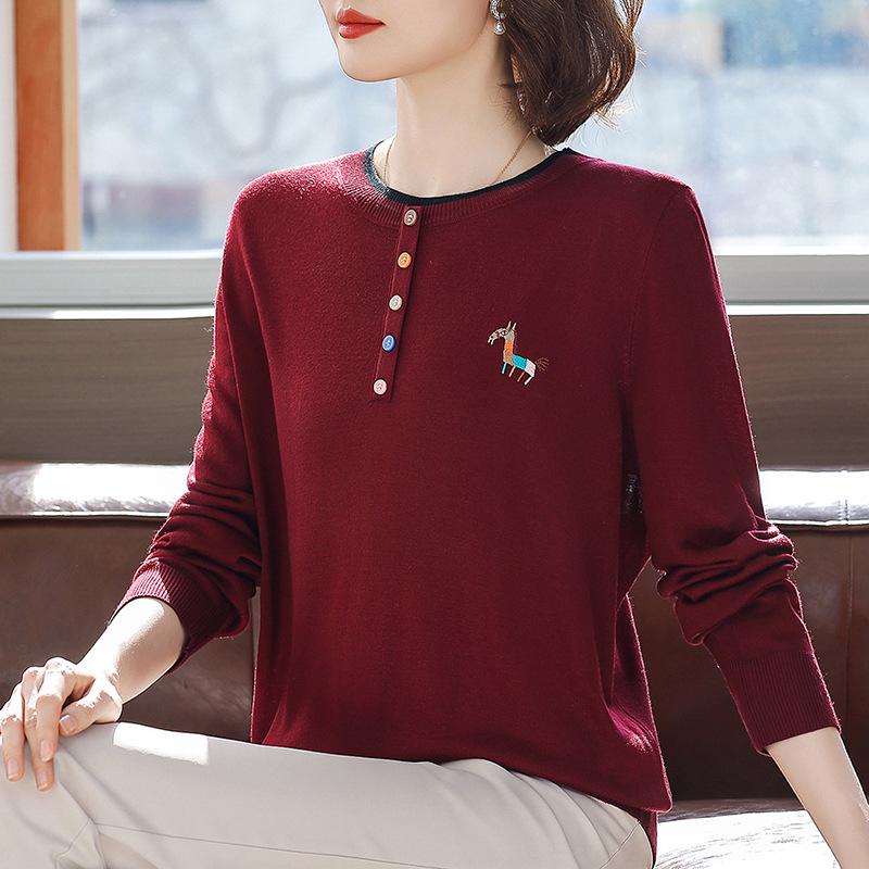 

Elegant Spring Knitwear for Mature Women: Stylish Base Layer Top 4XL [145-160 kg] вина червоного кольору