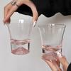 Ins Style Mount Fuji Glass Cup, Pink Mountain View Whisky Tumbler, High-End Coffee Drinking Glass for Home Bar