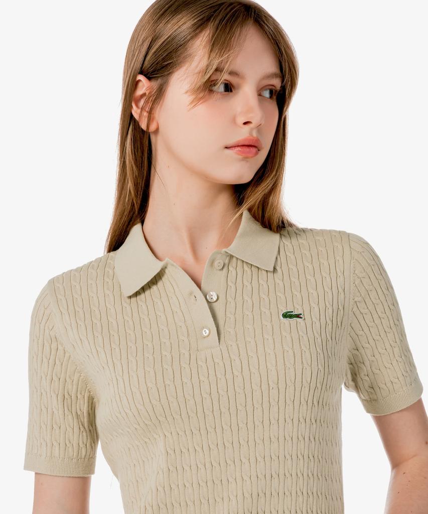 LACOSTE Women'S Cable Sweater Polo Shirt Pf607E-56G 02S