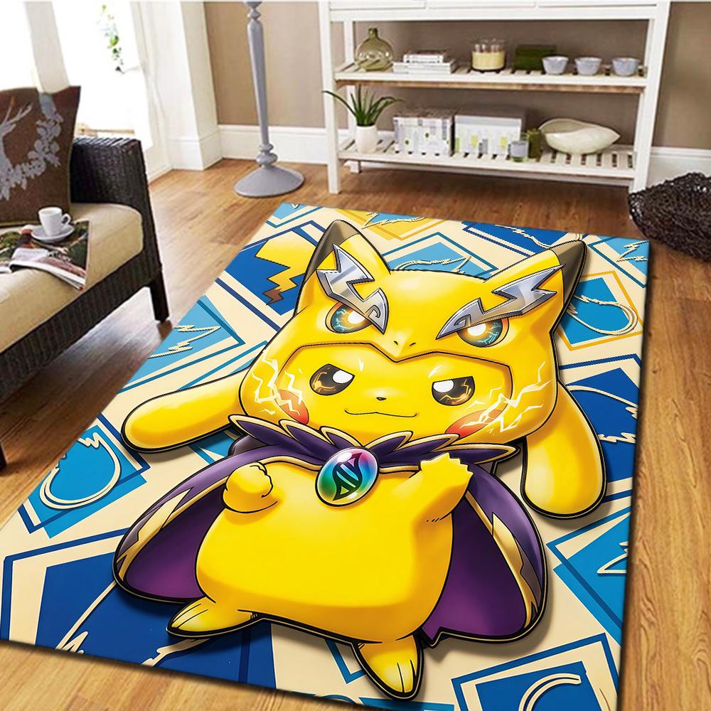 Pikachu Cartoon Digital Print Carpet, Living Room Floor Mat, Bedroom Decorative Rug, Play Mat -HYQ66