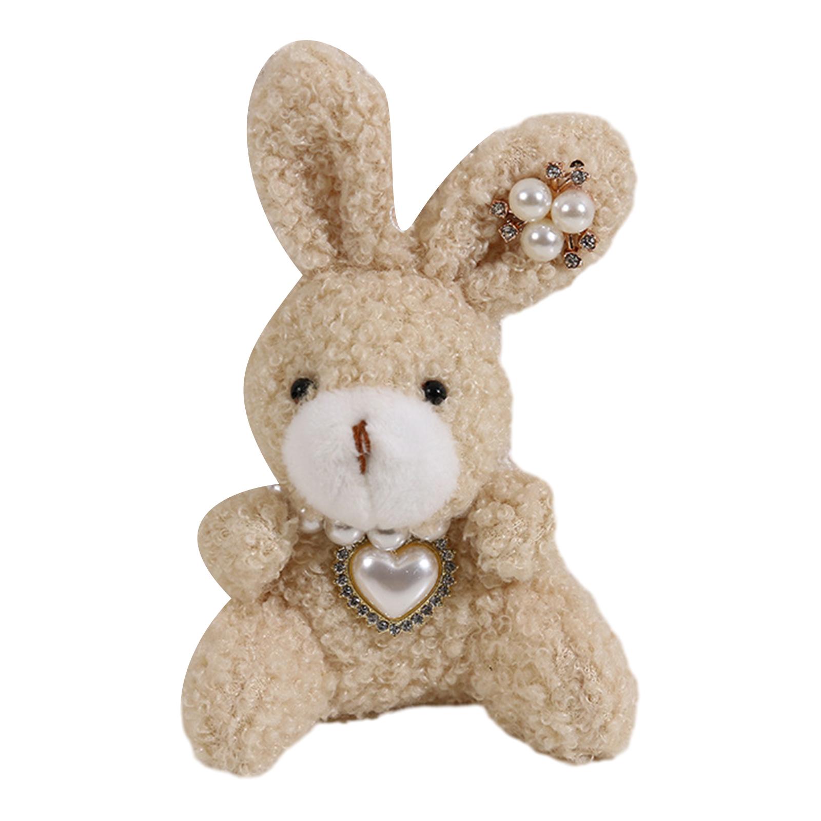 

Милая кукла-кролик, кулон, аксессуар, жемчужное бисерное сердце, украшение для брелока своими руками, сумка, детская мягкая игрушка в виде животного, подарок света кофе