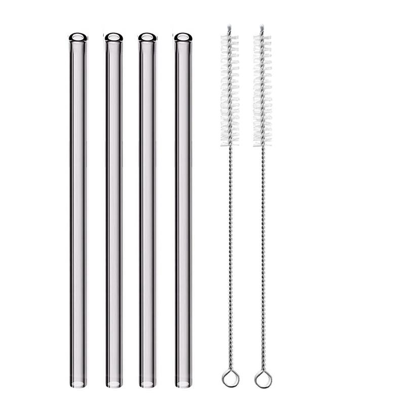 4 szt. 20 cm Szklane Słomki do Picia Wielokrotnego Użytku Kolorowe Szklane Słomki do Napojów Sok Ekologiczne Słomki Koktajlowe Barowe Naczynia do Picia